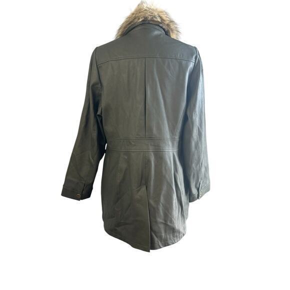 -Anthropologie Maeve Kellie Faux Leather Coat in‎ Green Size 16 - Picture 5 of 12